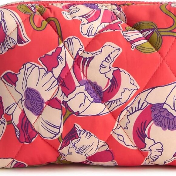 Featherweight Medium Cosmetic Bag Swirling Poppies Lightweight Zip Pocket